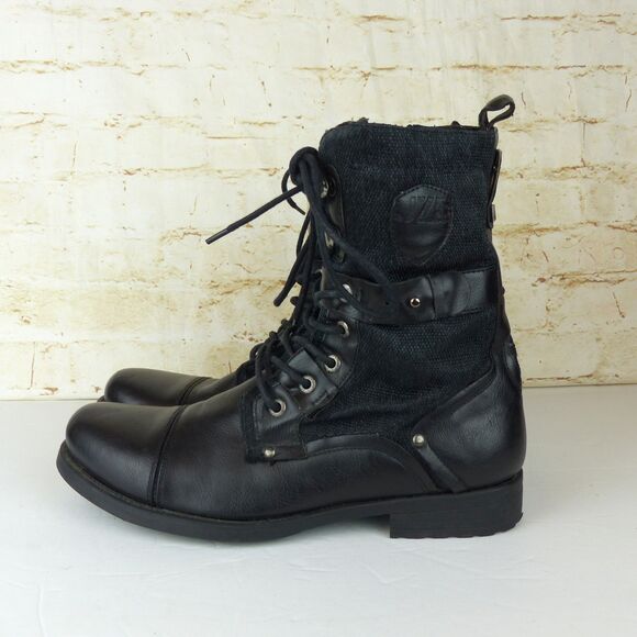 J75 Jump Deploy Combat Boots Men 8 Fit 9 Black Leather Lace Up Zip Military Moto - Picture 9 of 15